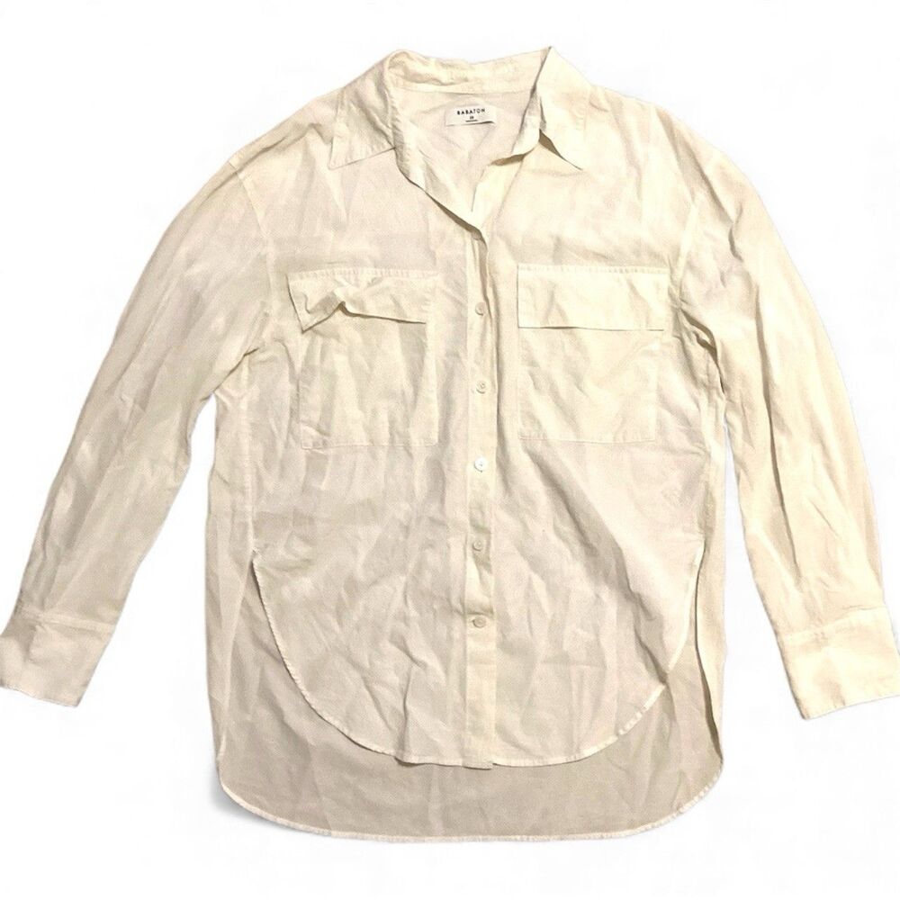 Aritzia Babaton Women's Silk Blend Button Down Shirt Size XS Long Sleeve Ivory - Picture 1 of 7